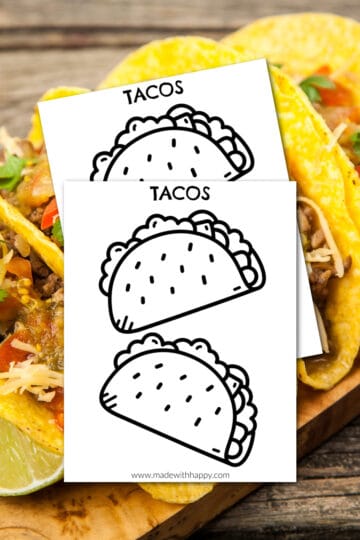 Taco Coloring Page For Kids - Made with HAPPY