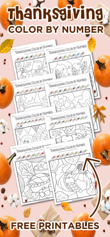 FREE Thanksgiving Color By Number Printables - Made with HAPPY