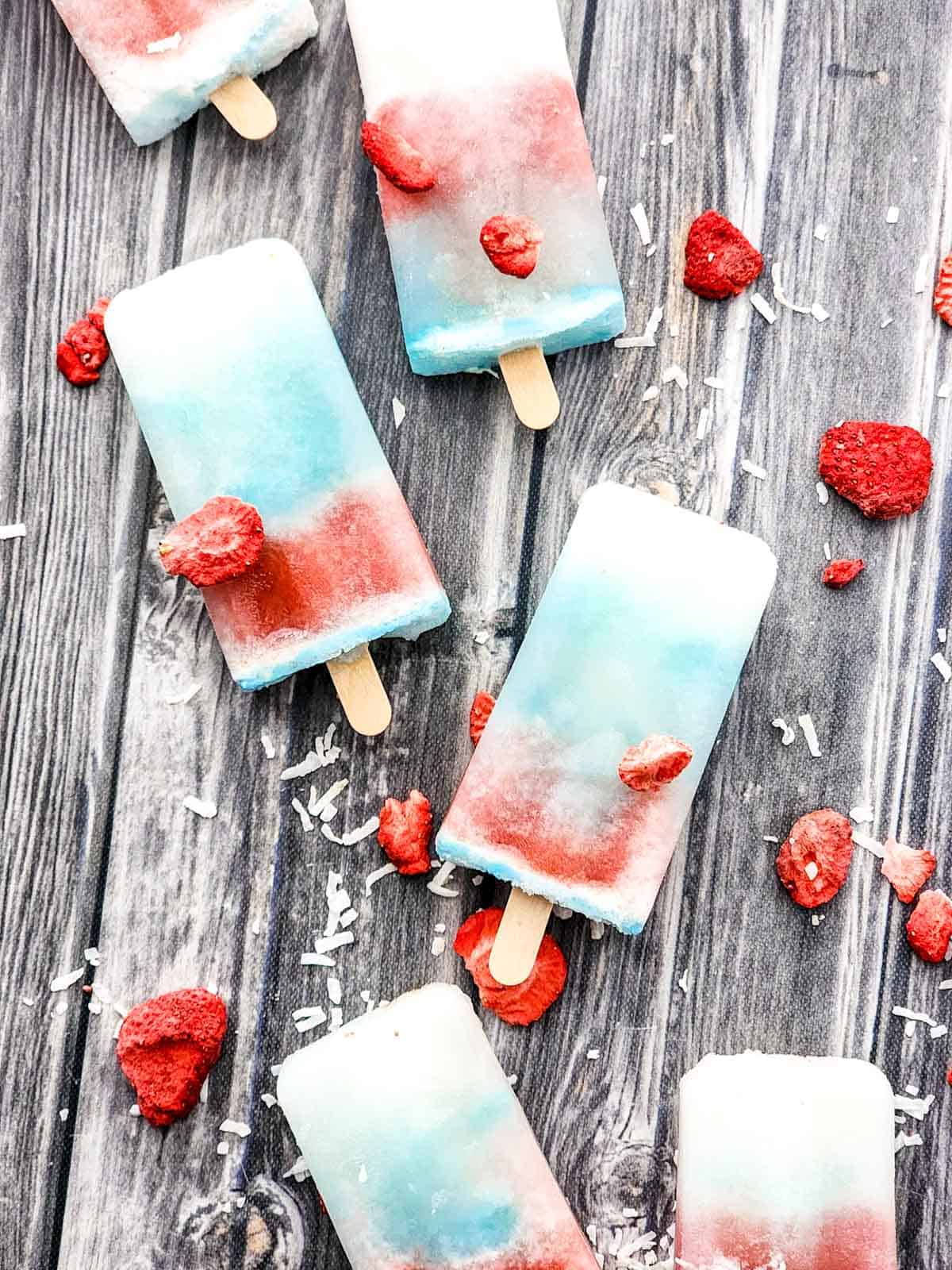 red white and blue ice cream popsicle