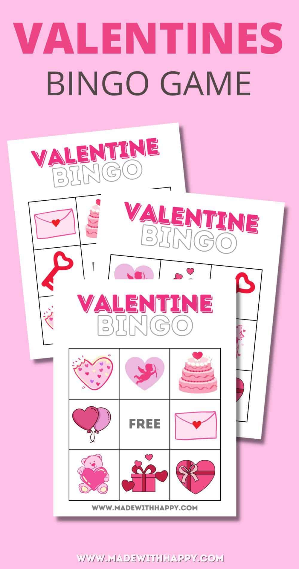 Valentine Bingo - Free Printable Game for Kids - Made with HAPPY