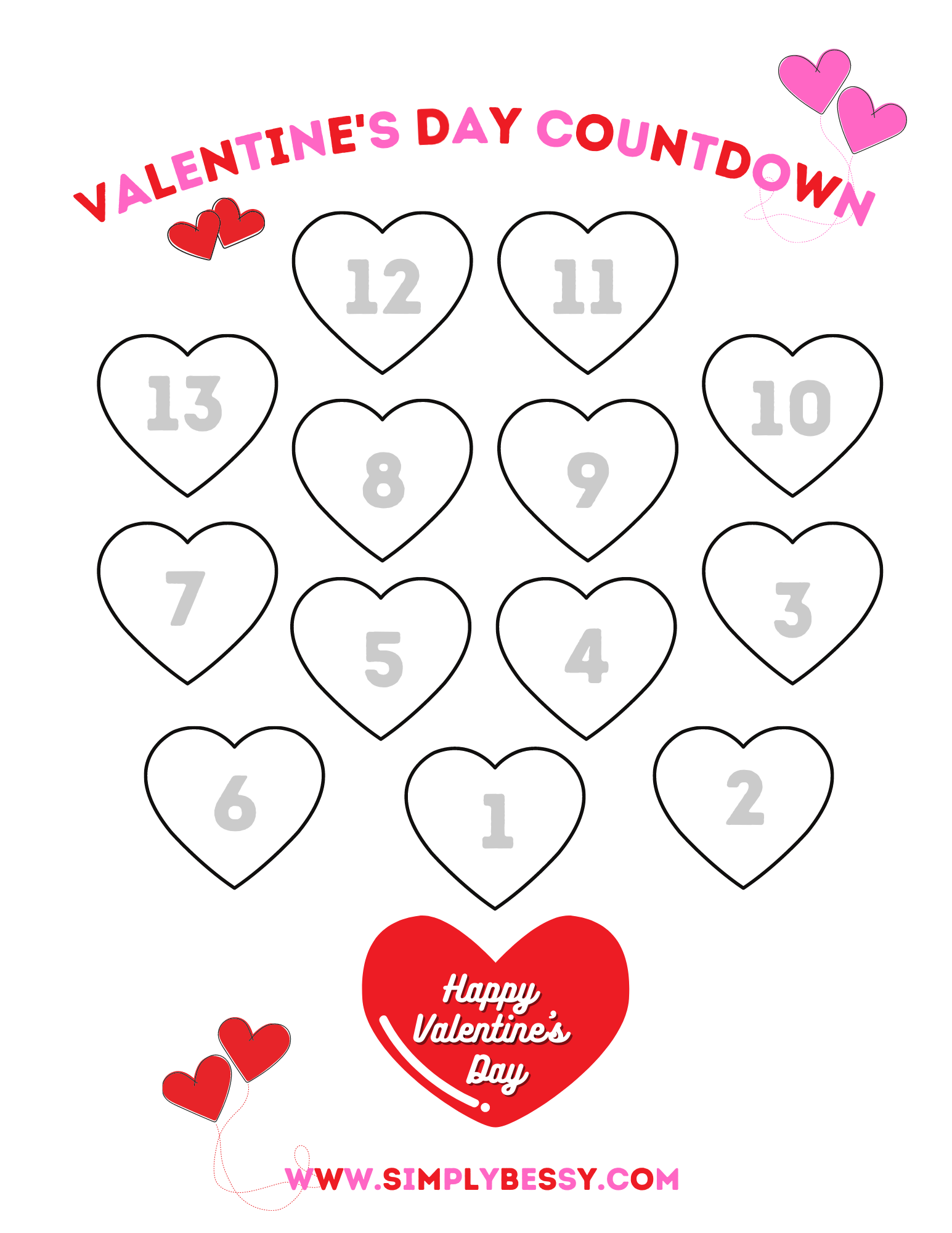Valentine's Day Countdown Activity with Free Printable Made with HAPPY