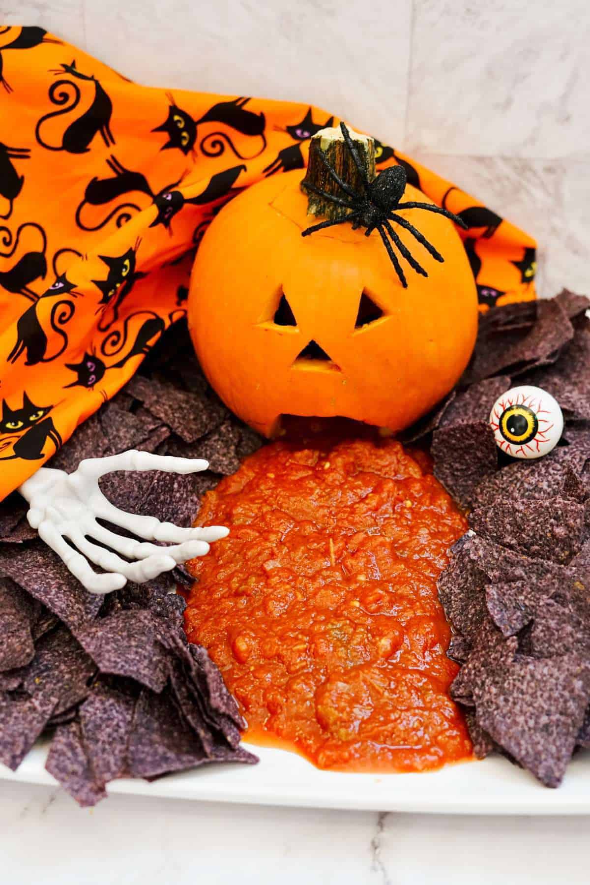 vomiting pumpkin chips and dip