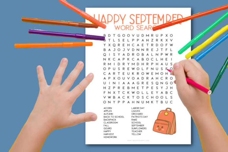 Free September Word Search Puzzle Printable Made with HAPPY